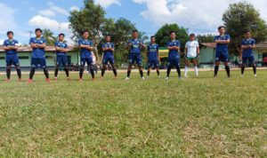 Tim Sepakbola Kabupaten Muara Enim pada laga Pekan Olahraga Provinsi yang berlangsung di OKU Timur