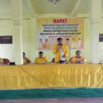 Ketua DPD Partai Golkar Kabupaten Muara Enim, Hadiono memberikan sambutan dalam pembukaan rapat koordinasi kepengurusan dan temu pimpinan kecamatan yang ada di Kabupaten Muara Enim
